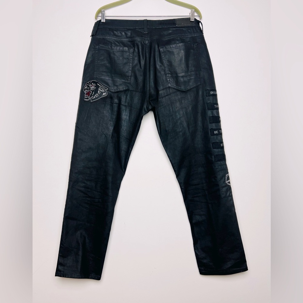 Sean John Rare Black Panther Distressed Athlete Tapered Stretch Jean 38W x 32L